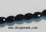 CAB790 15.5 inches 8*10mm faceted rice black agate gemstone beads