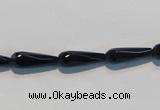 CAB798 15.5 inches 5*16mm faceted teardrop black gemstone agate beads