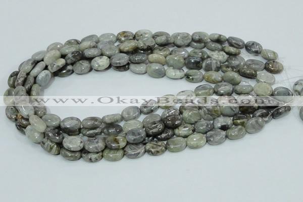 CAB80 15.5 inches 10*14mm oval silver needle agate gemstone beads