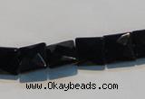 CAB801 15.5 inches 10*10mm faceted square black gemstone agate beads