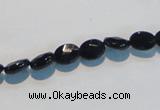 CAB805 15.5 inches 6*8mm faceted oval black gemstone agate beads