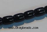 CAB819 15.5 inches 10*12mm drum black agate gemstone beads wholesale