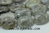 CAB82 15.5 inches 13*18mm oval silver needle agate gemstone beads