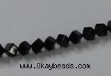 CAB830 15.5 inches 4*4mm cube black agate gemstone beads wholesale