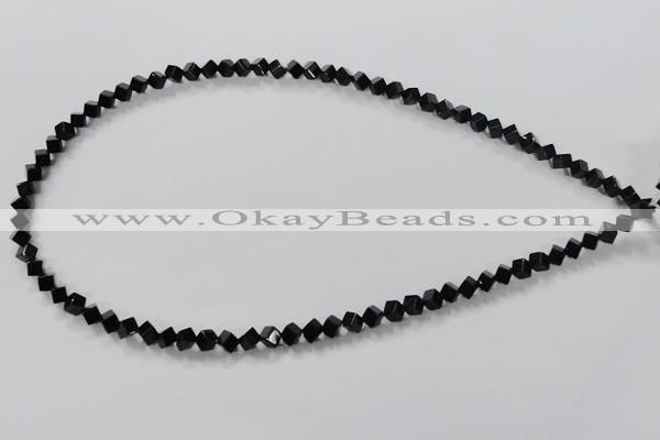 CAB830 15.5 inches 4*4mm cube black agate gemstone beads wholesale