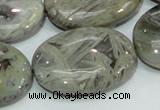 CAB84 15.5 inches 25*35mm oval silver needle agate gemstone beads