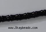 CAB842 15.5 inches 8*10mm bamboo shape black agate gemstone beads