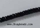 CAB843 15.5 inches 4*6mm rondelle black agate gemstone beads wholesale