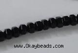 CAB844 15.5 inches 5*8mm rondelle black agate gemstone beads wholesale