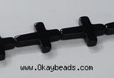 CAB847 15.5 inches 15*20mm cross black agate gemstone beads wholesale