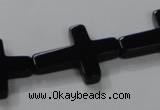 CAB848 15.5 inches 18*24mm cross black agate gemstone beads wholesale