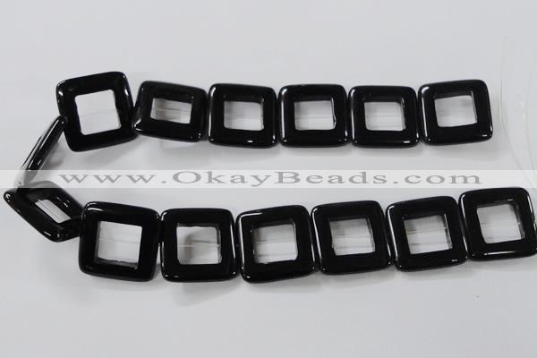 CAB863 15.5 inches 28*28mm square black agate gemstone beads wholesale