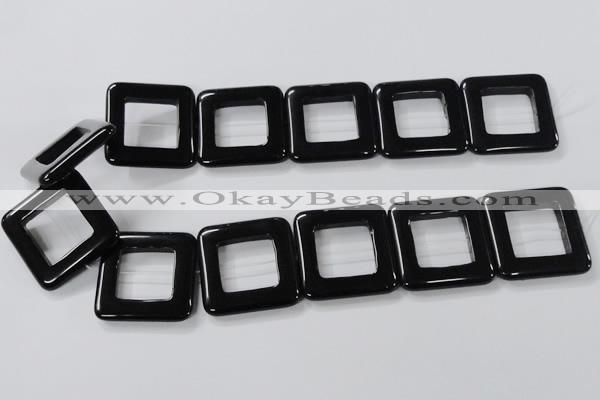 CAB864 15.5 inches 35*35mm square black agate gemstone beads wholesale