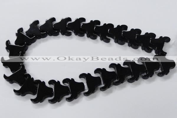 CAB869 15.5 inches 23*25mm ox-head black agate gemstone beads wholesale