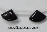 CAB871 14*20mm top-drilled triangle black agate gemstone beads wholesale