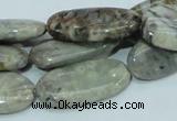 CAB91 15.5 inches 15*30mm oval silver needle agate gemstone beads