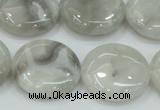 CAB917 15.5 inches 25mm flat round natural crazy agate beads wholesale