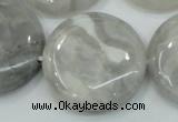 CAB918 15.5 inches 30mm flat round natural crazy agate beads wholesale