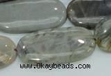 CAB92 15.5 inches 20*40mm oval silver needle agate gemstone beads