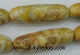 CAB939 15.5 inches 13*40mm rice yellow crazy lace agate beads wholesale