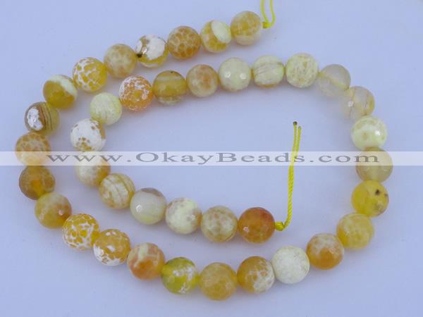 CAB969 15.5 inches 12mm faceted round fire crackle agate beads