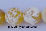 CAB970 15.5 inches 14mm faceted round fire crackle agate beads