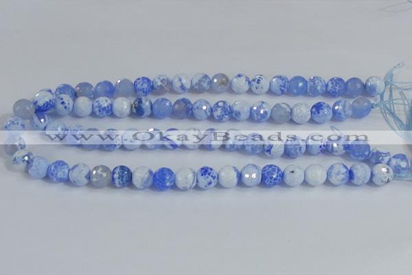 CAB972 15.5 inches 6mm faceted round fire crackle agate beads