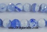 CAB973 15.5 inches 8mm faceted round fire crackle agate beads