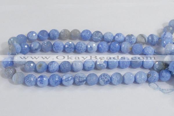 CAB974 15.5 inches 12mm faceted round fire crackle agate beads