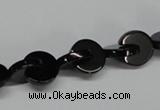 CAB993 15.5 inches 10*10mm curved moon black agate gemstone beads