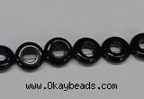 CAB995 15.5 inches 10mm donut black agate gemstone beads wholesale