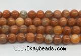 CABS08 15 inches 10mm round orange calcite gemstone beads wholesale