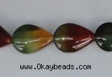 CAG1029 15.5 inches 13*18mm flat teardrop rainbow agate beads