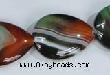 CAG1034 15.5 inches 22*30mm flat teardrop rainbow agate beads