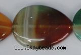 CAG1035 15.5 inches 30*40mm flat teardrop rainbow agate beads