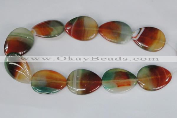 CAG1035 15.5 inches 30*40mm flat teardrop rainbow agate beads