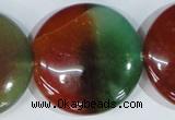 CAG1041 15.5 inches 40mm flat round rainbow agate beads