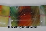 CAG1057 15.5 inches 25*35mm flat tube rainbow agate beads