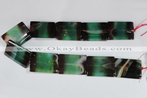 CAG1060 15.5 inches 30*40mm flat tube rainbow agate beads