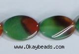 CAG1063 15.5 inches 18*25mm twisted oval rainbow agate beads