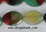 CAG1068 15.5 inches 18*25mm twisted & faceted oval rainbow agate beads