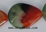 CAG1072 15.5 inches 30*40mm faceted flat teardrop rainbow agate beads