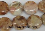 CAG1090 15.5 inches 18mm flat round Morocco agate beads wholesale