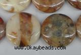 CAG1091 15.5 inches 25mm flat round Morocco agate beads wholesale