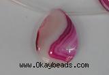 CAG1189 Top-drilled 22*30mm flat teardrop line agate gemstone beads