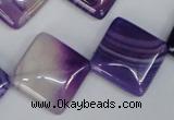 CAG1225 15.5 inches 20*20mm diamond line agate gemstone beads