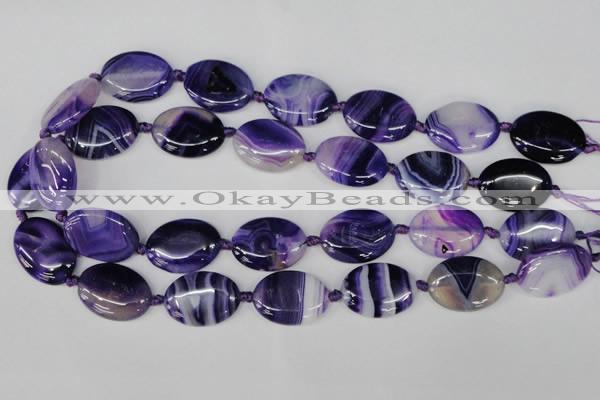 CAG1234 15.5 inches 18*25mm oval line agate gemstone beads