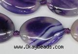 CAG1237 15.5 inches 22*30mm oval line agate gemstone beads