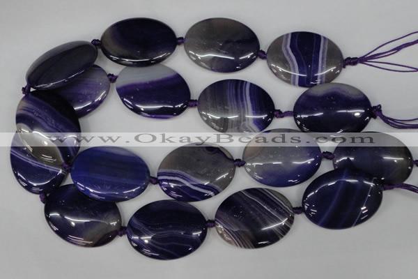 CAG1239 15.5 inches 30*40mm oval line agate gemstone beads