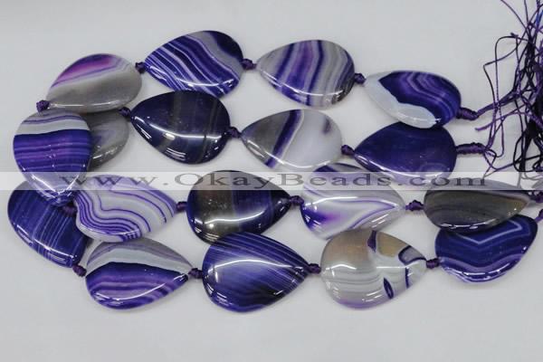 CAG1245 15.5 inches 30*40mm flat teardrop line agate gemstone beads